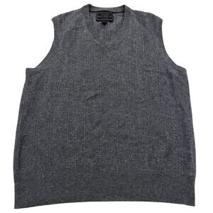 JOS A BANK Reserve 100% Cashmere Chevron Cable Knit Sweater Vest Mens M Charcoal